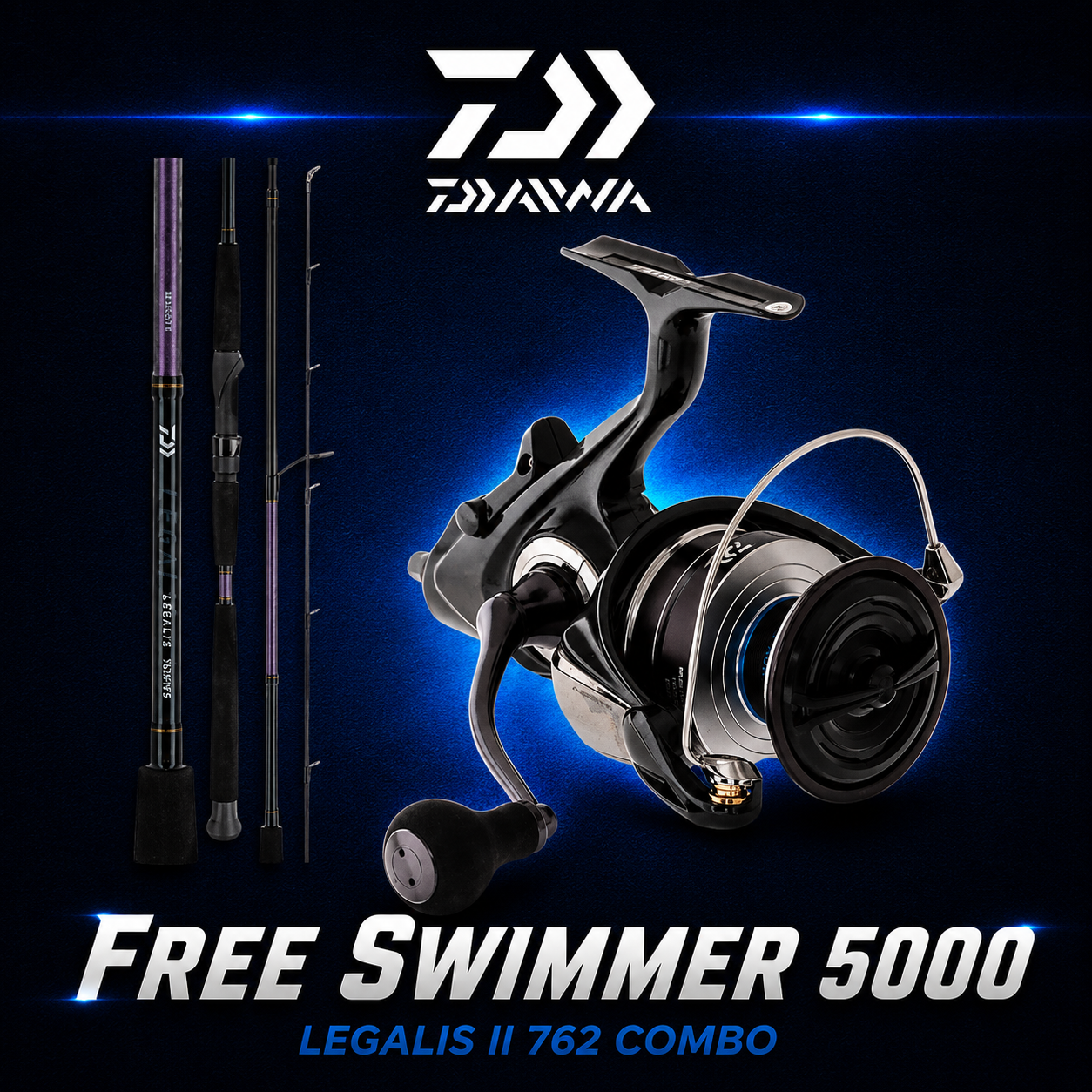 Daiwa Freswimmer 5000 | Legalis II 762 Softbait, light bait strayline set, Warren Hay Marine, Whangarei