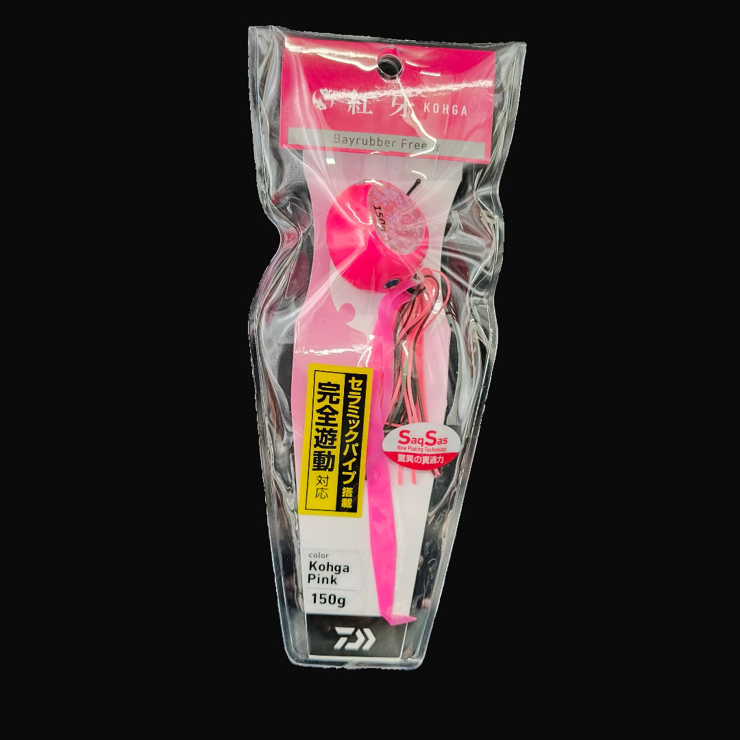 Daiwa Kohga Pink 150g slow jig with skirts and assist hooks