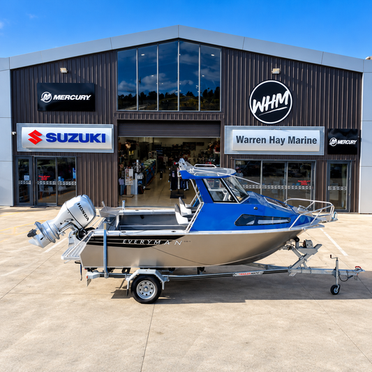 2023 Used boat, Everyman 565HT aluminium hardtop fishing boat with Honda BF100 outboard and galvanised trailer at Warren Hay Marine Whangarei