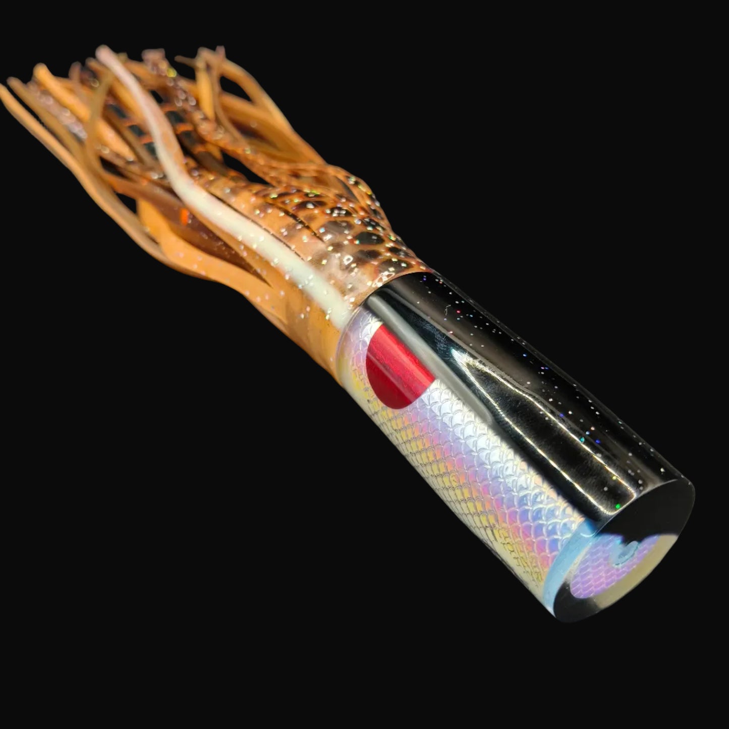 Tantrum TTS Medium AMN Game Fishing Lure – Black Head with Brown/Orange over Brown Skirts (VAN)