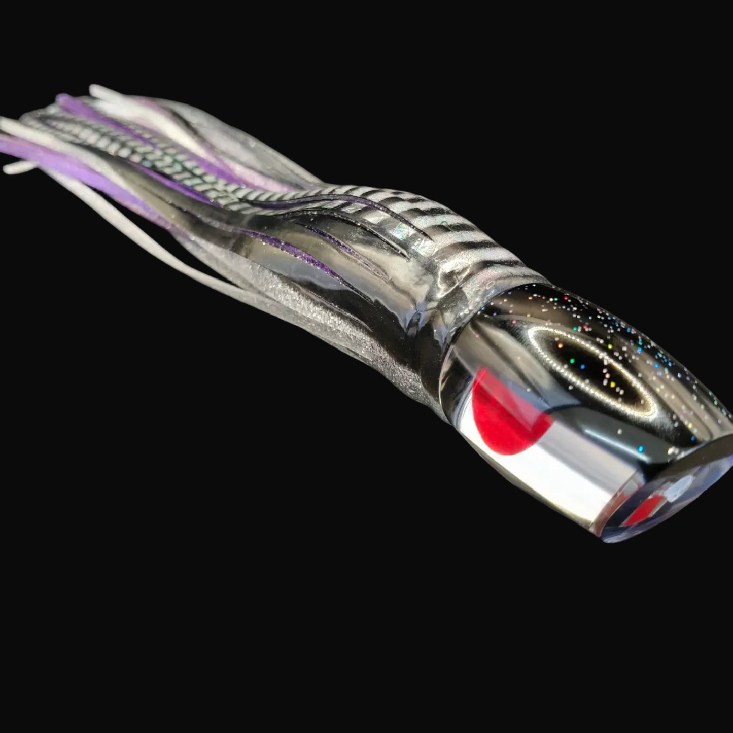 Tantrum TTS Medium Bandit Game Fishing Lure – Black Head with Purple/Black/Silver over Purple Skirts (VAN)