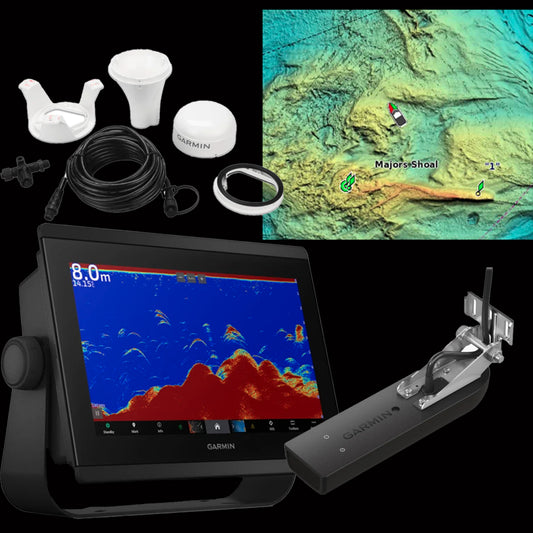 Garmin Inshore 16-inch marine package with GPSMAP 8416xsv, GT51M-TM transducer, GPS 24xd antenna, Navionics Vision Plus NZ chart, and NMEA 2000 starter kit