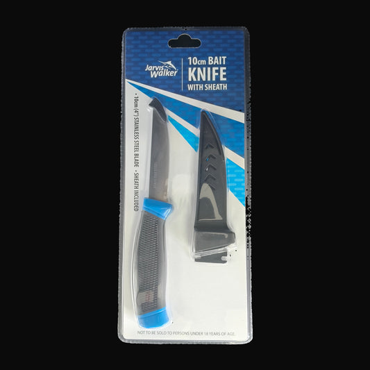 10 Inch Jarvis Walker Bait Knife – Stainless Steel Blade with Ergonomic Handle, Jarvis Walker 10cm Bait knife and sheath. 