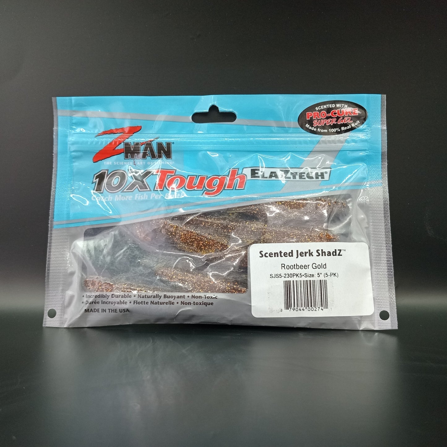 Zman Scented Jerkshad 5" RootBeer Gold