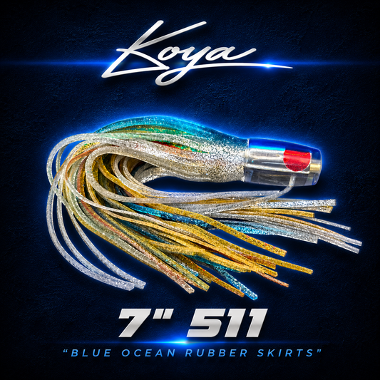 Koya 7" 511 game fishing lure, Skirted in quality blue ocean rubber skirts, Warren Hay Marine, Whangarei 