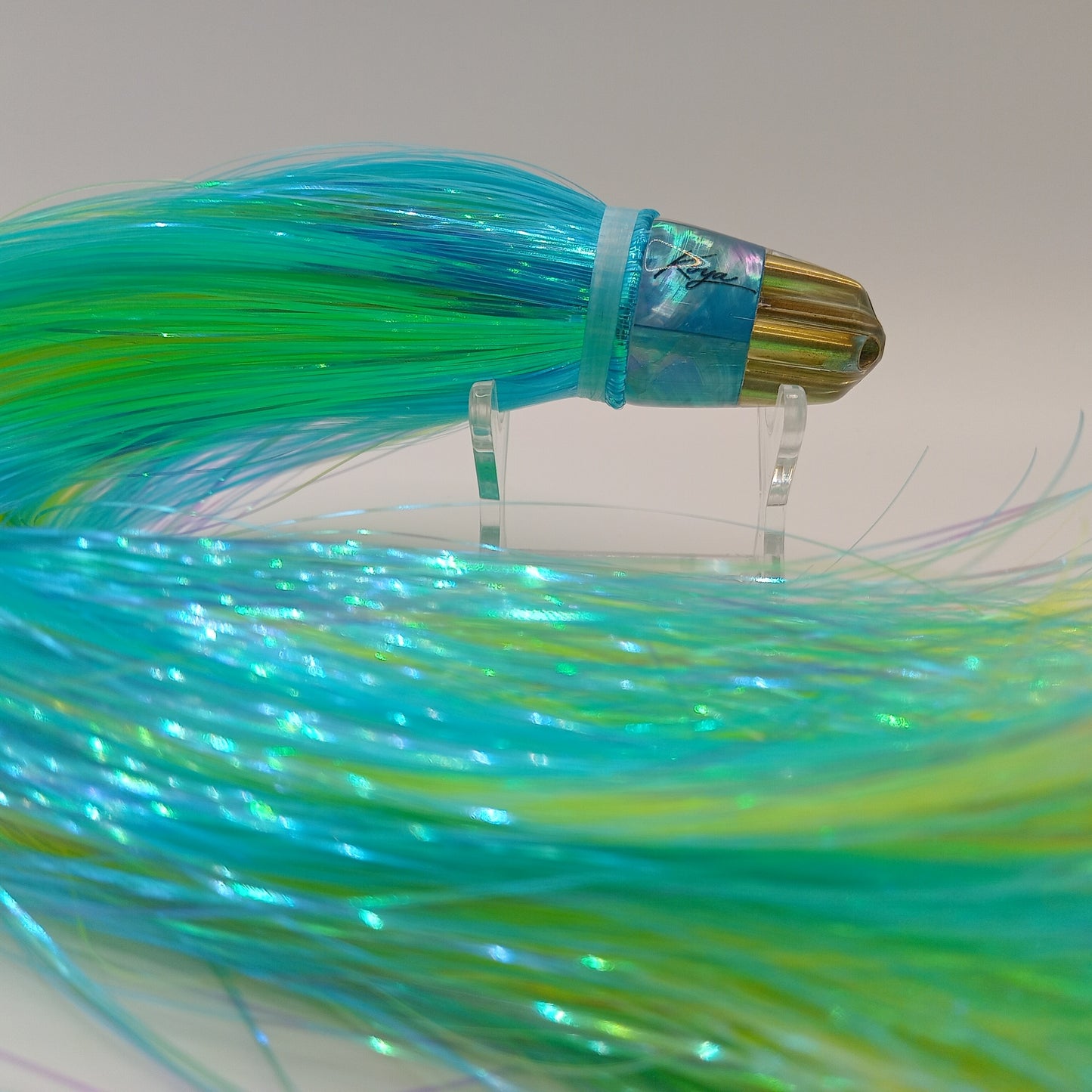 Koya AK bullet 7"jetted (Blue MOP )  Flashabou skirt in Bluefuse