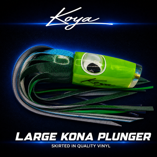 Koya Green Large Kona Plunger Blue Green vinyl skirted lure NZ