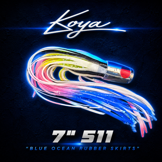 Koya 7" 511 dark blue game fishing lure, Skirted Blue ocean Rubber skirts, Warren Hay Marine, Whangarei