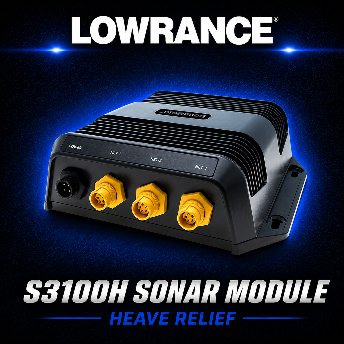 Lowrance S3100H sonar module with heave compensation support for high-performance offshore and deep-water fish finding.