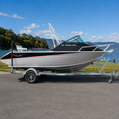 Mclay CrossXover 601 on trailer, Warren Hay Marine, Whangarei 
