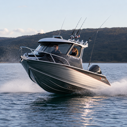 Mclay 611 CrossXover Hardtop planning on calm seas, Warren Hay Marine, whangarei 