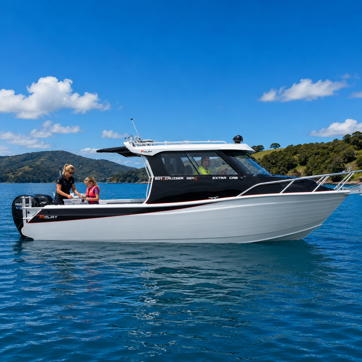 McLay 801 Gen2 Hardtop with large rear fishing deck, Warren Hay Marine, Whangarei