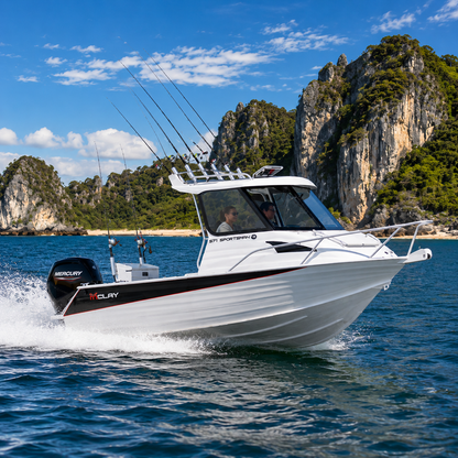 McLay Sportsman 591 HT aluminium hardtop trailer boat designed for fishing, diving, and family boating adventures.