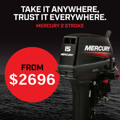 The Mercury 2 stroke portables promotion. On;y $2695 at Warren Hay Marine, Whangarei