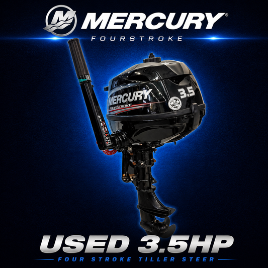 Used Mercury 3.5hp four stroke tiller steer outboard motor