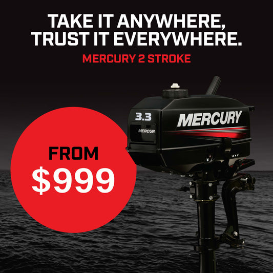 Mercury 3.3hp 2 stroke outboard promotion, $999 at Warren Hay Marine, Whangarei. 