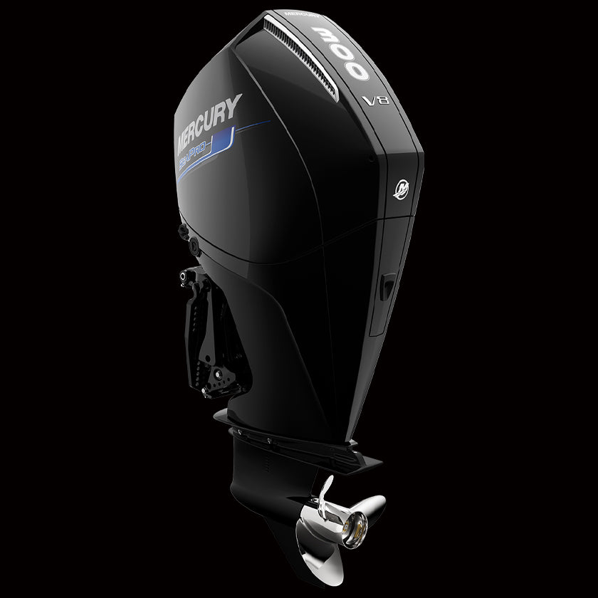 Mercury 300HP XL SeaPro DTS outboard with extra-long shaft, V8 4-stroke engine, and digital throttle – built for commercial use, available at Warren Hay Marine in Whangārei.