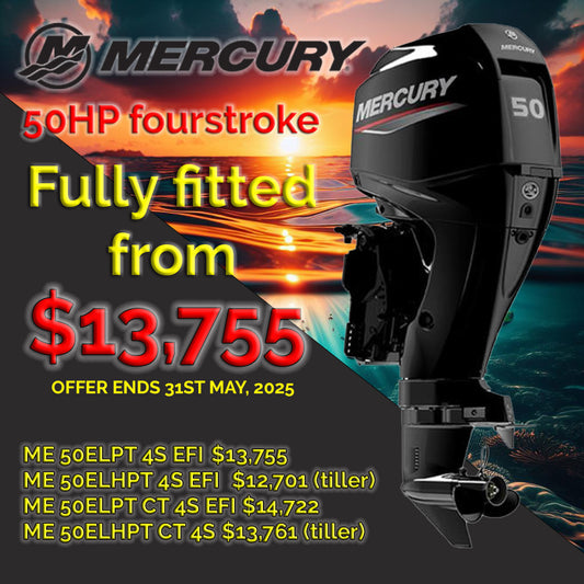 Repower today with a Mercury 50hp outboard, in Whangarei, Northland, fully fitted deal