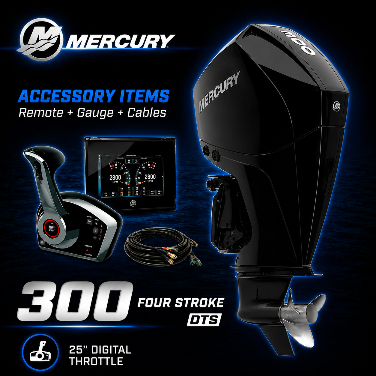Mercury 300hp DTS digital throttle outboard engine, Warren Hay Marine, Whangarei 