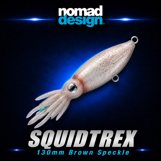 Nomad Squidtrex 130mm Brown Speckle, Soft fishing lure, Warren Hay Marine, Whangarei