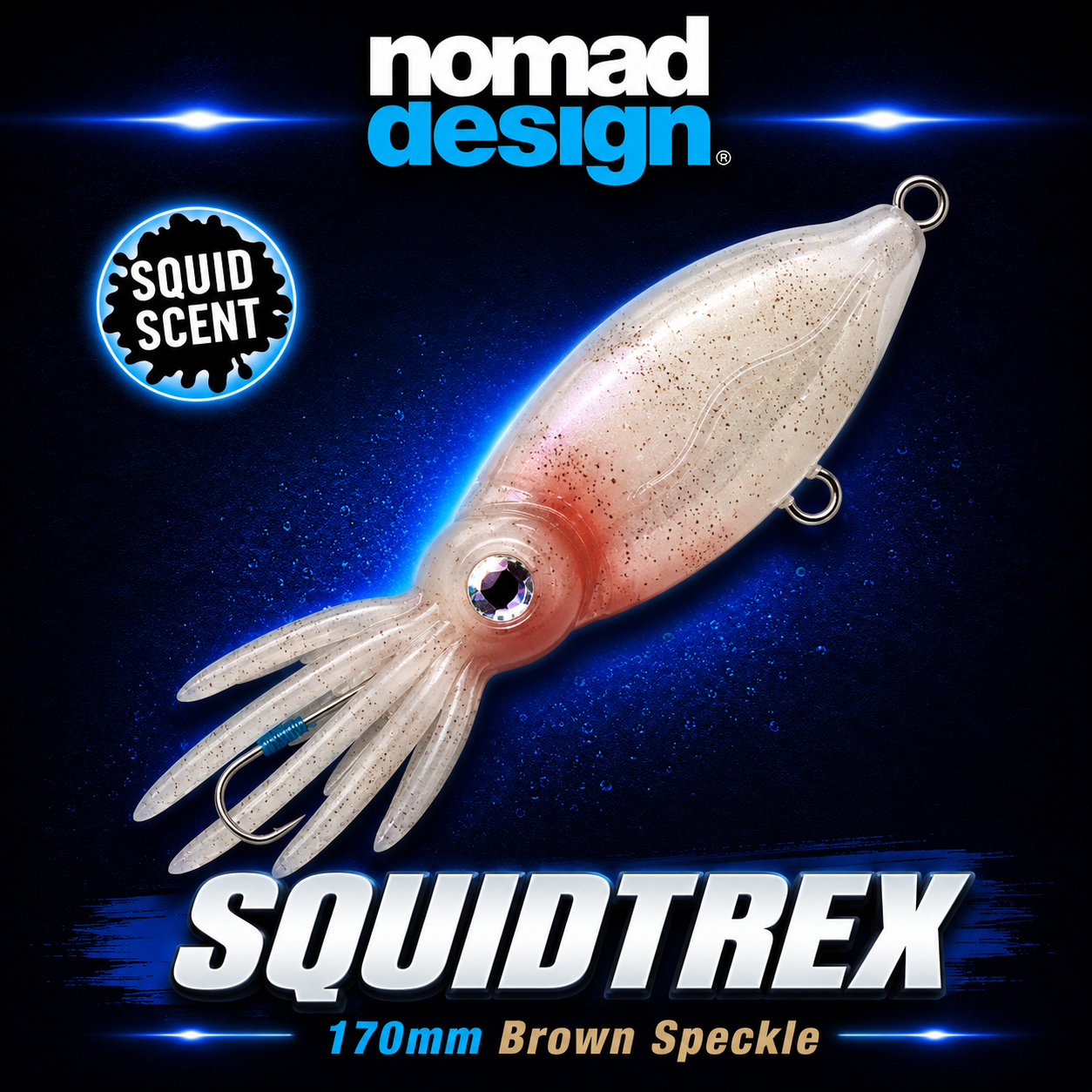 Nomad Squidtrex 170mm Brown Speckle, Soft Fishing Lure, Warren Hay Marine. 