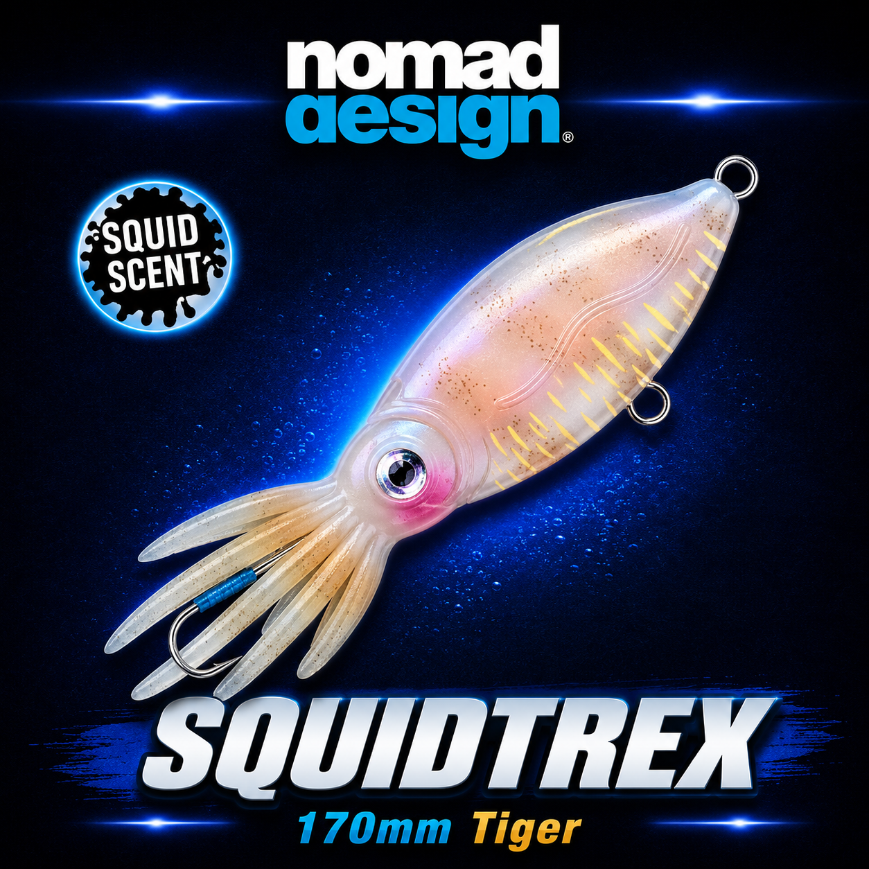 Nomad Squidtrex 170mm Tiger, Soft fishing lure, Warren Hay Marine