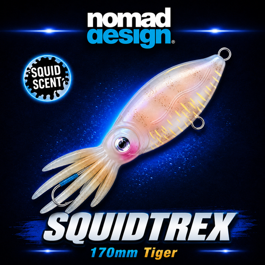 Nomad Squidtrex 170mm Tiger, Soft fishing lure, Warren Hay Marine