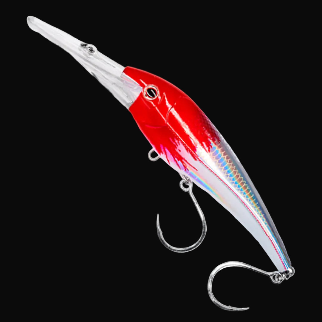 Nomad DTX 200HD 200mm hardbody minnow lure in Red Fire color for offshore game fishing