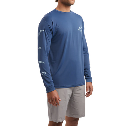Aquatek Gyotaku Fishing Shirt - Smokey Blue