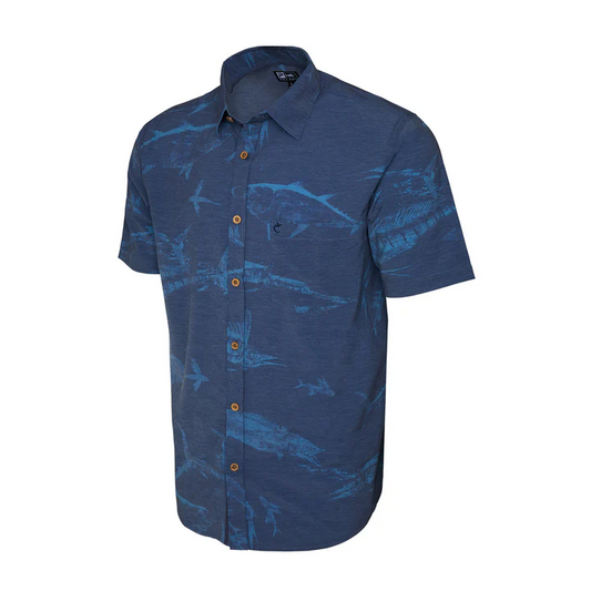 The Topshot Button Up T-Shirt - Gyotaku Navy