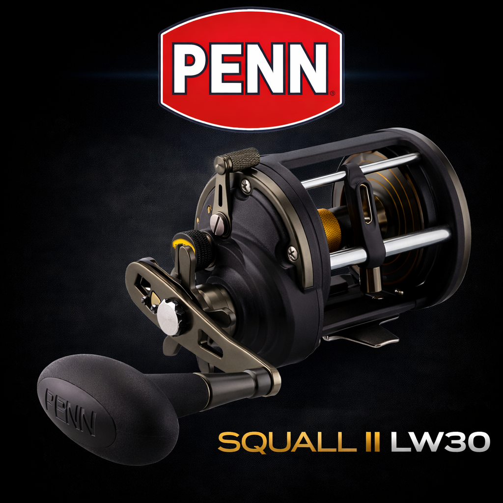 Penn Squall II Level wind, star drag 30 reel