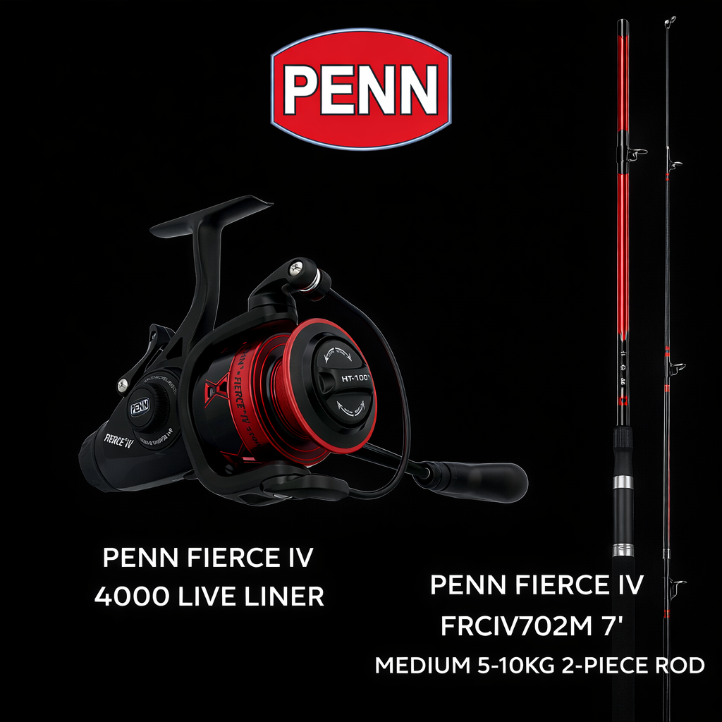 Penn Fierce IV 4000 live liner reel with Penn Fierce IV 702M fishing rod combo