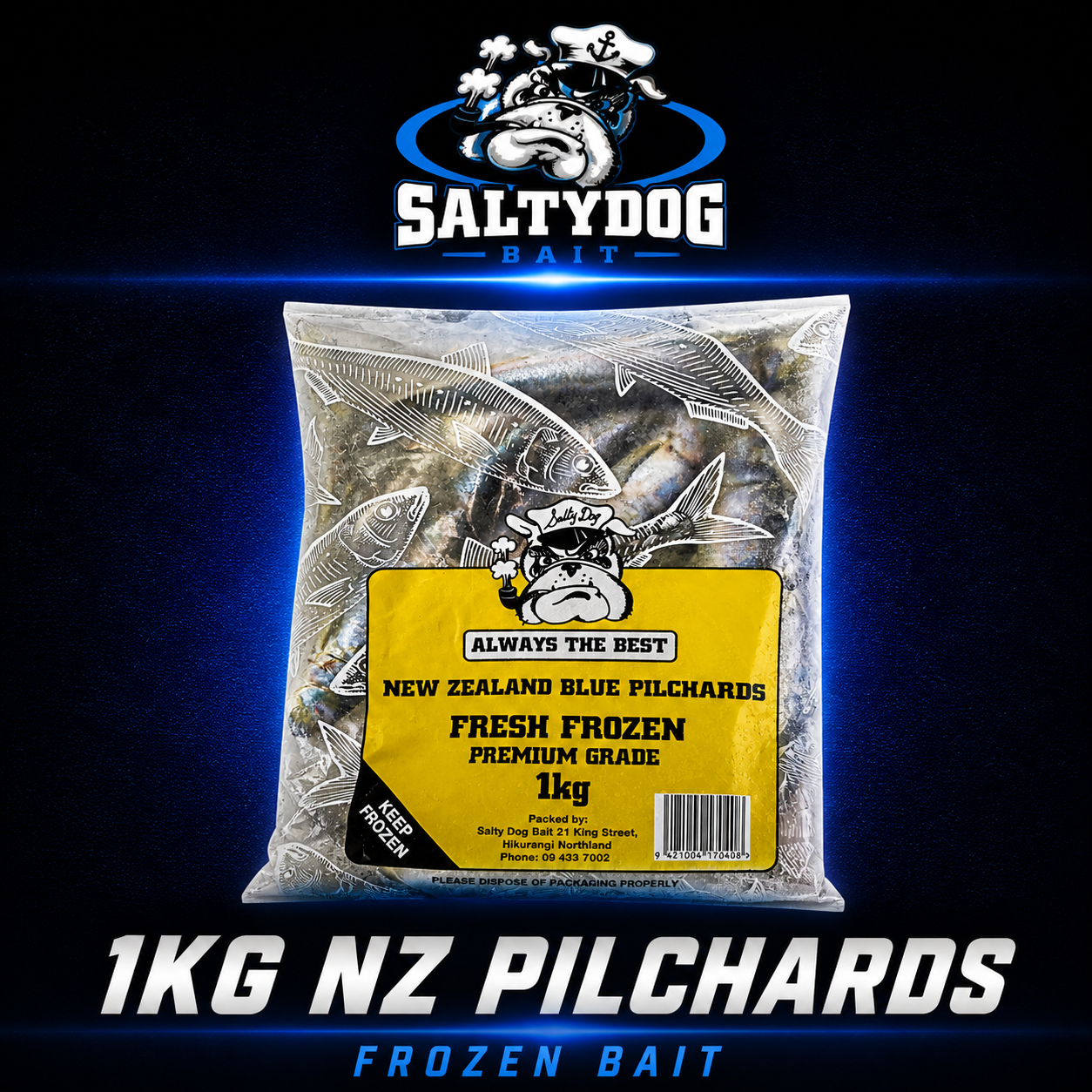 Saltydog 1 kg Premium Pilchard frozen bait