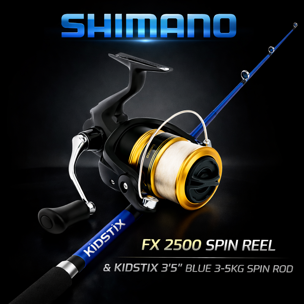 Shimano FX 2500 Kids Spin Combo – KidStix 3'5" Blue 3-5kg Rod