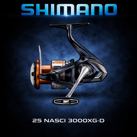 Shimano 25 Nasci 3000XG-D spinning reel navy and bronze versatile fishing reel