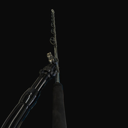 Shimano Tiagra 50WLRS game fishing reel and Shimano Abyss 80lb twin butt rod with Alps roller feeder guide and roller tip. 