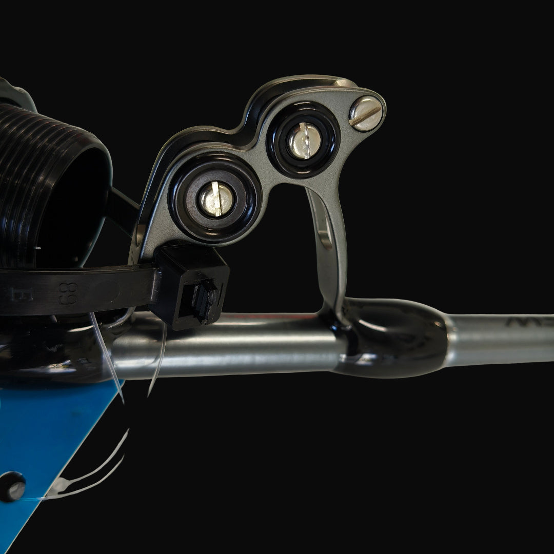 Shimano Tiagra 50WLRS game fishing reel and Shimano Abyss 80lb twin butt rod with Alps roller feeder guide and roller tip. 