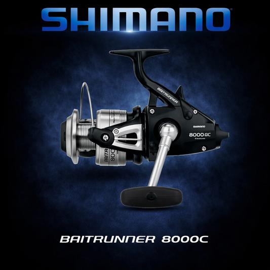 Shimano Baitrunner 8000OC spinning reel black and silver live bait fishing reel