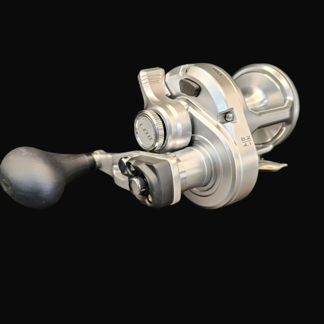 Shimano Speedmaster 10II 2-speed lever drag reel – compact, high-performance saltwater reel with aluminium frame and Cross Carbon Drag.