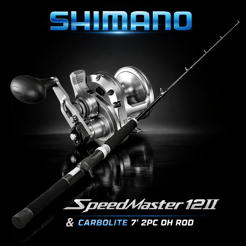 Shimano SpeedMaster 12II Reel + Shimano Shadow X 6'3" 10–15kg OH Rod Combo