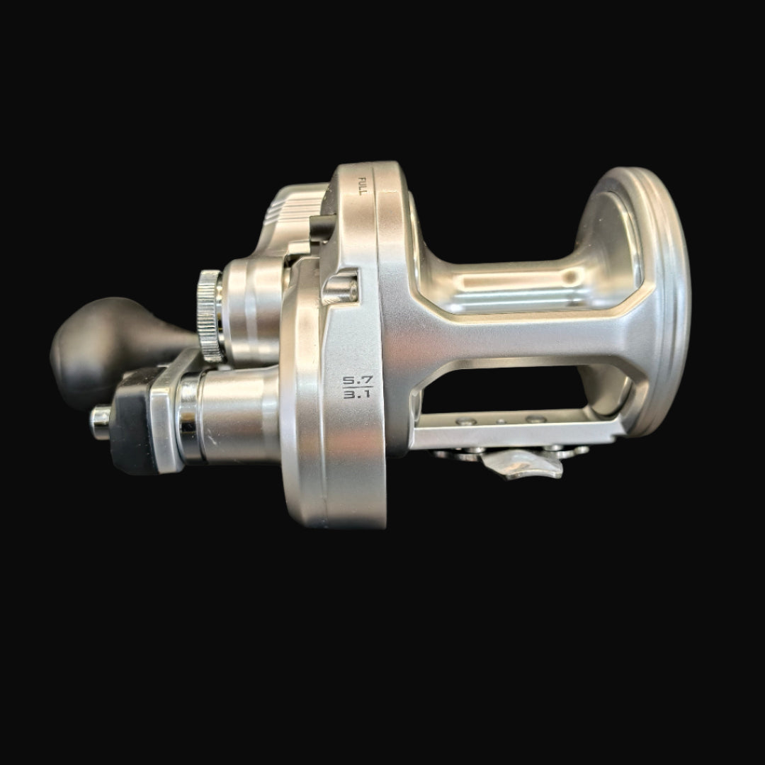 Shimano Speedmaster 16II 2-speed lever drag reel – compact aluminium saltwater reel with Cross Carbon Drag and dual-speed gearing.