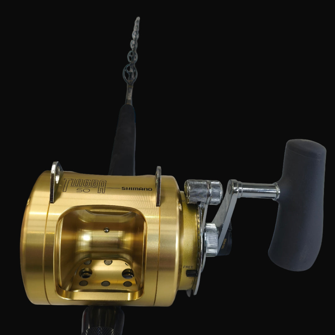 Shimano Tiagra 50s status blue water game fishing combo. 