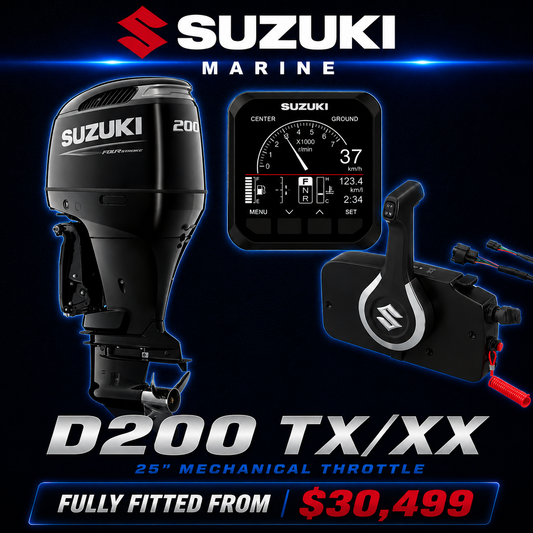 Suzuki DF200 TX v6 outboard fully fitted, digital guage and mechanical throttle, Warren Hay Marine, Whangarei 