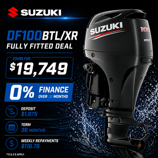 Suzuki DF100BTL XR outboard motor fully fitted deal New Zealand