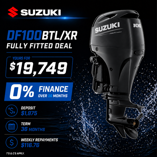 Suzuki DF100BTL/XR Outboard – Fully Fitted Deal | 0% Finance NZ