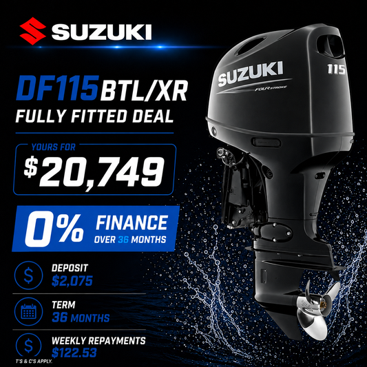 Suzuki DF115 Mechanical fully fitted deal and 0% finance offer