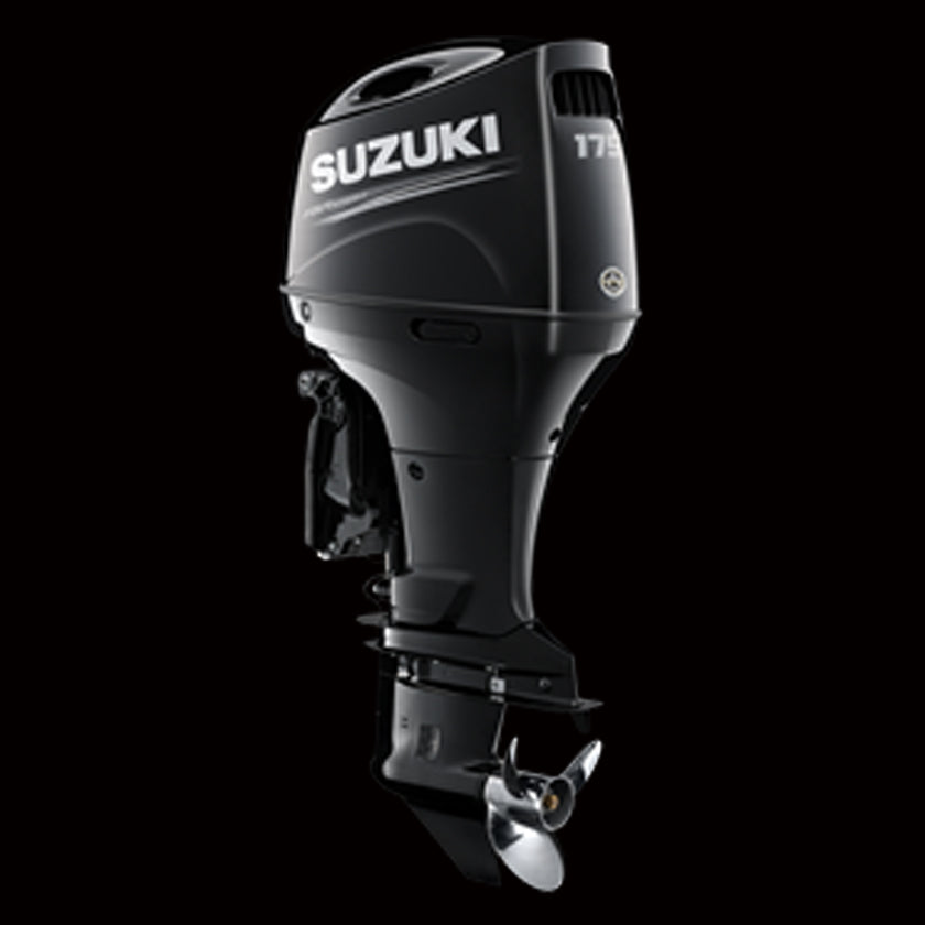 Suzuki DF175APX L/XL 175 horsepower 4-stroke outboard motor with digital controls and available 25-inch and 30-inch shaft options, displayed at Warren Hay Marine in Whangārei.