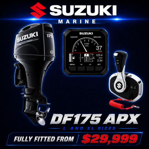 Suzuki DF175 APX digital outboard engine fully fitted, Warren Hay Marine, Whangarei