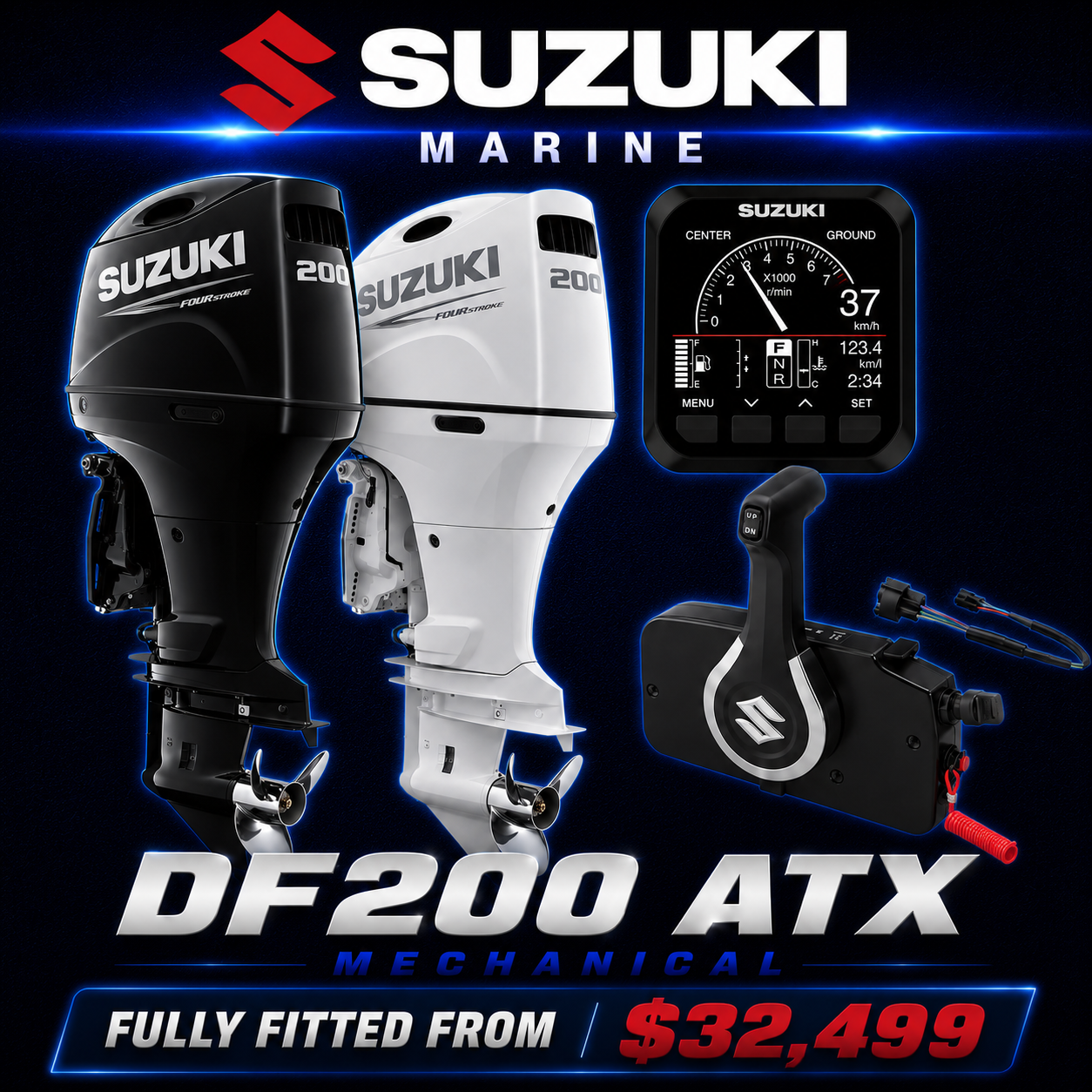 Suzuki DF200ATX 4-Stroke Outboard – Proven Power, Lightweight Design