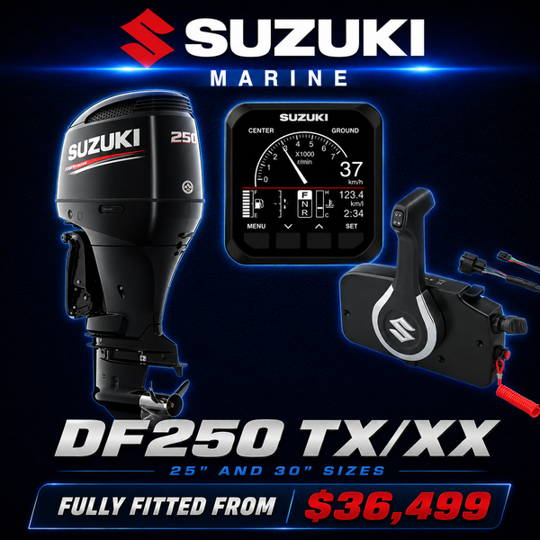 Suzuki DF250 TX/XX Mechanical V6 outboard, Fully Fitted, Warren Hay Marine, Whangarei